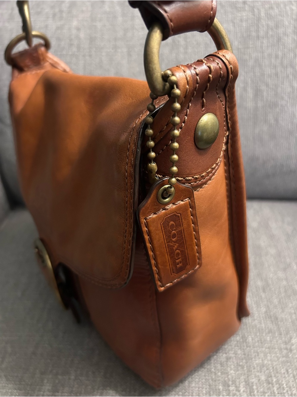 Coach Bleeker Large Flap Tattersall Satchel Bag 11419 with laced strap, hang tag - Picture 5 of 14